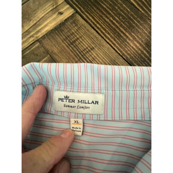 Peter Millar Summer Comfort Striped Golf Performance Polo Men XL Preppy Money - Picture 2 of 8